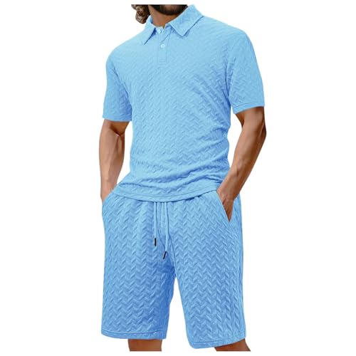 Ensemble homme été décontracté chic short et chemise jacquard unie