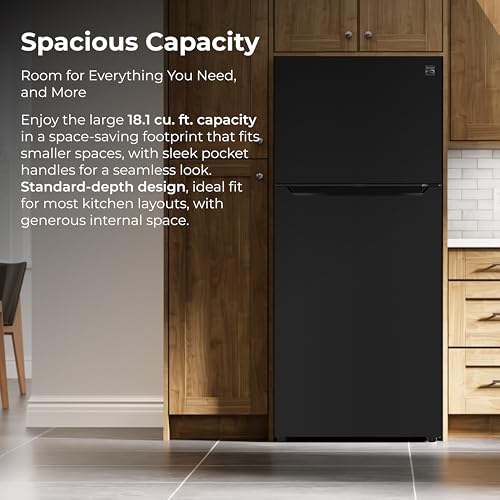 Image of Kenmore 30 inch Top Mount Refrigerator with Freezer - Adjustable Shelving, Humidity-Controlled Crispers, LED Lighting, ENERGY STAR Certified, Garage Ready, 18.1 cu. ft. Capacity - Black