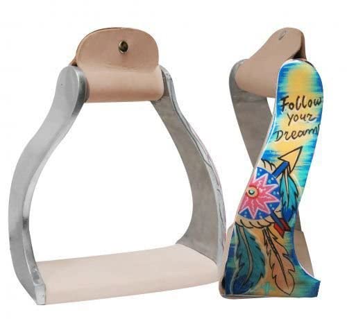 Showman Lightweight Twisted Angled Aluminum Stirrups w/Painted Follow Your Dreams Design