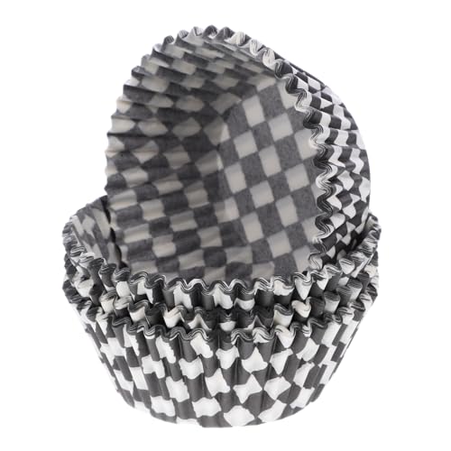 LAPYAPPE 100pezzi Pirottini Per Muffin in Carta Nero Bianco Resistente Alte Temperature Fodere Per Cupcake Facili Da Sformare Per Cupcake Muffin Dolci e Cioccolatini