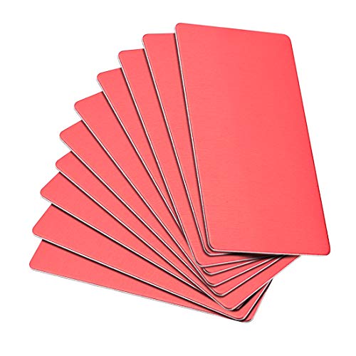 Tarjeta de metal en blanco de aluminio anodizado rojo para grabados de precisión, 15 uds