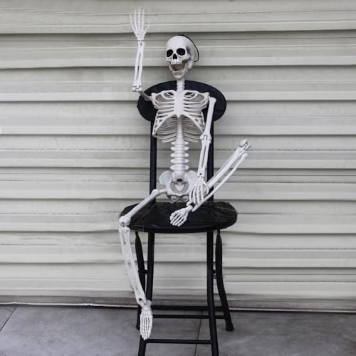 Halloween Skeleton Decoration – 3FT Hanging Posable Skeleton Prop with Movable Joints for Indoor & Outdoor Spooky Home Décor