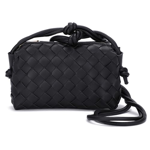 Woven Bag for Women Crossbody Shoulderbag, Small Vegan Leather Purse