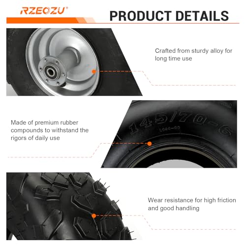 Image of Mini Bike 145 /70-6 Tires and Rear Wheels Rims Assembly Kit Replacement for Coleman CT100U CC100X Baja Doodlebug DB30 Motovox MBX10 MBX11 Monster Moto 80cc 105cc Minibike Parts
