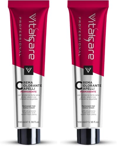 Vitalcare | Professional – Coloración permanente profesional, crema colorante, cabello teñido con proteínas de seda, n.º 6/3, rubio oscuro dorado, 100 ml (Paquete de 2)
