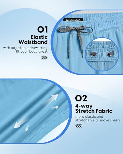 Image of maamgic Men's 5 inch Inseam Shorts Pull-On Relaxed Fit Comfort Stretch Short Shorts with Pocket