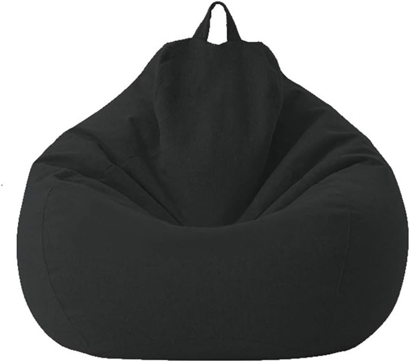 Classic Bean Bag Chair Sofa Cover, Highback Beanbag Chair,Lazy Lounger Bean Bag Storage Chair Cover for Adults and Kids without Filling (Black,100 * 120cm)