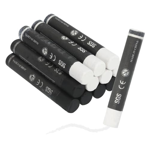sourcing map 12Pcs Lumber Marking Crayons, 2.8 x 0.4 Round Wax Tire Marker Pen Drawing Crayons for Wood Metal Wood Carton Ceramics Glass Plastic (White/Black)