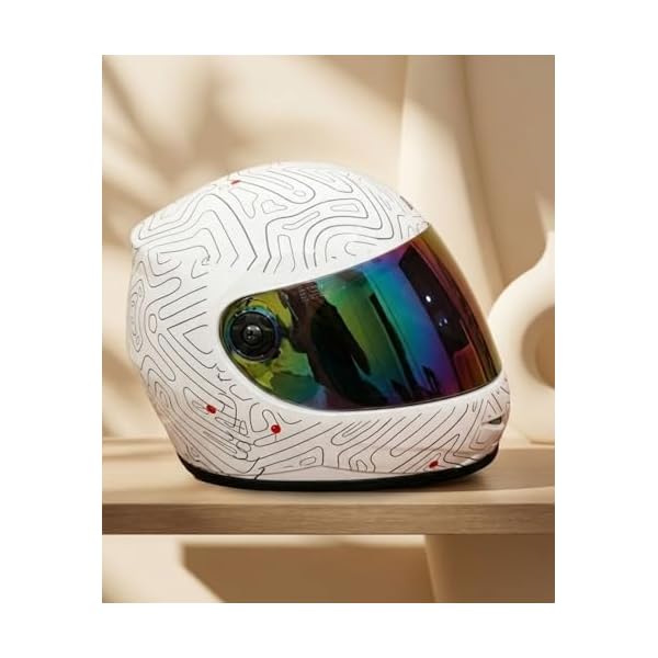 Lightweight Full Face Helmet for Man and Woman with Clear and Scratch Resistant Visor ISI Certified |Quick-Release Buckle|Bike Helmet (Colour: White)