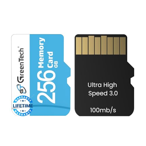 Image of GreenTech 256 GB Micro SD Memory Card with 3.0 Ultra High Speed | Full HD Video Resolution | Upto 100 Mbps Read Speed | Suitable for Tablet, Camera, Smart Phone, Surveillance, Drone