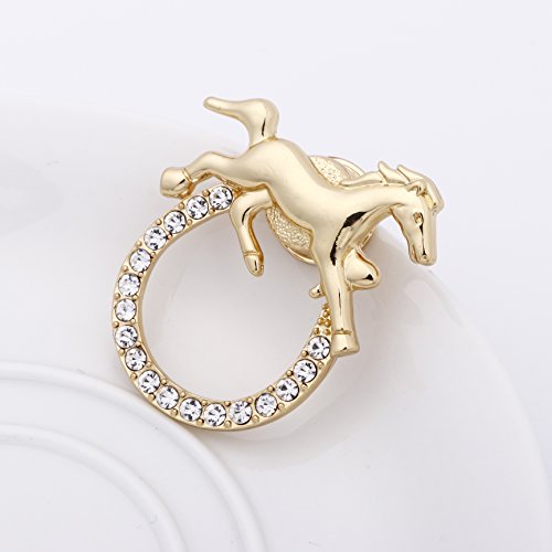 Image of Horse Lucky Horseshoe Magnetic Brooch Eyeglass Holder 3 Tone
