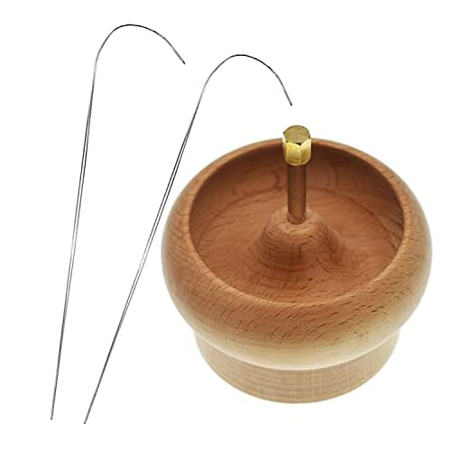 DIY Making Bead Spinner，with 2PCS Exlarge Eye Beading Needles，Wooden Spin Bead Loader for DIY Seed Beads, Waist Beads, Bracelets