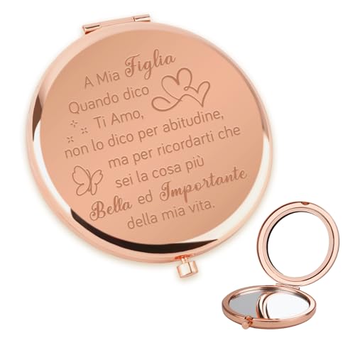 LmashRbaiw Regalo Figlia,Figlia Nipote doni Ispiratori Specchio Compatto,Regalo Figlia Nipote Compleanno,Regalo 18 Anni Ragazza,Regalo di Mamma Papà Figlia,Regali di Laurea di Natale