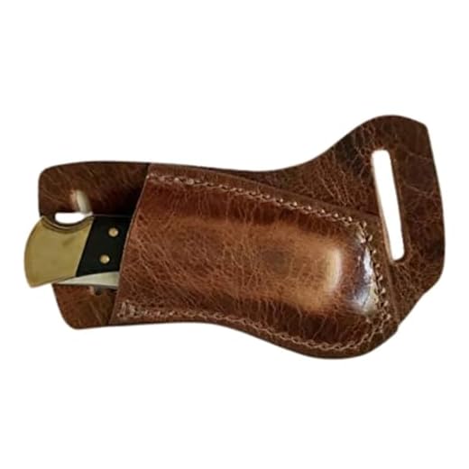 Custom Leather Sheath for Buck 110 or 112. Water Buffalo Antique Brown Leather Sheath. Right-Hand Cross Draw to fit on The Left Side.Strong and Durable;Made in USA;Sheath ONLY