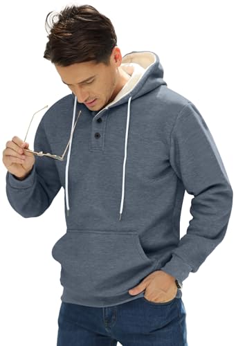 CTU Mens Hoodies Fleece Sweatshirt Plain Hoody Pullover Hooded Button Shirt with Kangaroo Pocket - Image 3