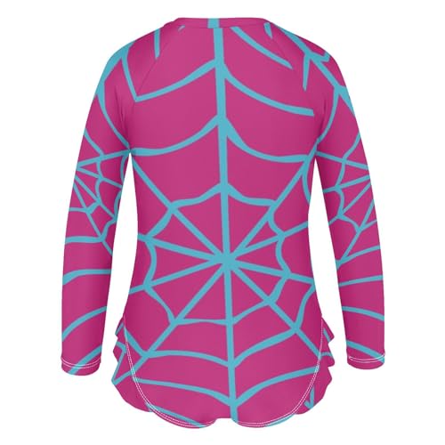 Image of CaTaKu Girls Rash Guard Swimsuit Long Sleeve One Piece Bathing Suit UPF 50+ Toddler Kids Zipper Ruffle Swimwear 3-12Y