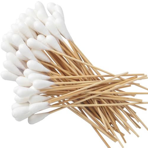 20 cm Lange Wattestäbchen,Wattestäbchen Großer Kopf,Langer Holzstab mit Wattekopf,Reinigungsstäbchen,Holzstab mit Dickem Wattekopf für Reinigung,Make-up,Ohrenpflege, 60 Stück