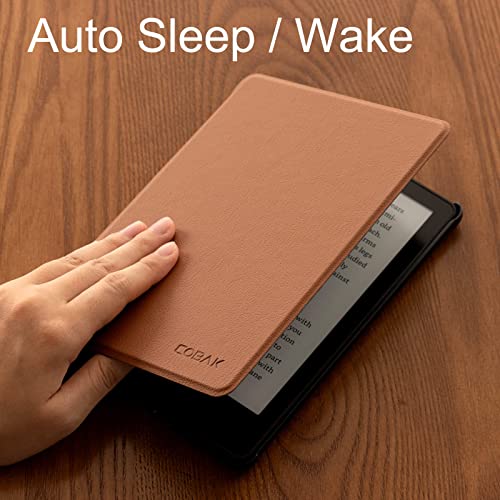 Image of CoBak Case for All New 6 Inch E-Reader 2024 and 2022 (11 Generation) - PU Leather Smart Cover, Auto Sleep and Wake,Lychee Brown