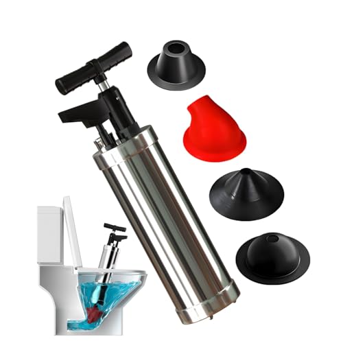 Qcesorib Desatascador Tuberias a Presion con 4 Ventosas, Desatascador de Aire Comprimido, Desatascador WC con Barómetro, Bomba de Desatasco, para Baño, Inodoro, Bloqueo de Tuberías