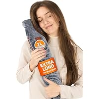 Extra Long 2L Hot Water Bottle – 76cm Leak-Proof Rubber with Super Soft Fur Cover, Hand Pocket, Strap, 2-Sided Heat Therapy for Neck, Shoulder & Back Pain, Wide Neck Easy Fill, Zip Cover