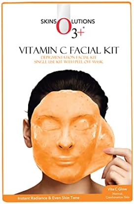 O3+ Vitamin C Facial Kit 45g with Peel Off Mask for Instant Radiance and Even Skin Tone | Ideal for Normal, Combination Skin