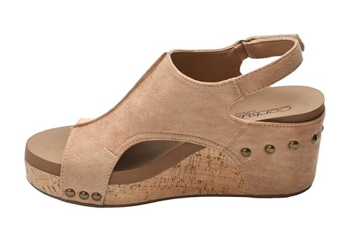 Image of Corkys Footwear Womens Carley Wedges, Featuring Corkys EVA Foam Cushioned Insoles, A 2.5 Inch Heel, Lightweight For All Day Wear, And Hook And Loop Closure