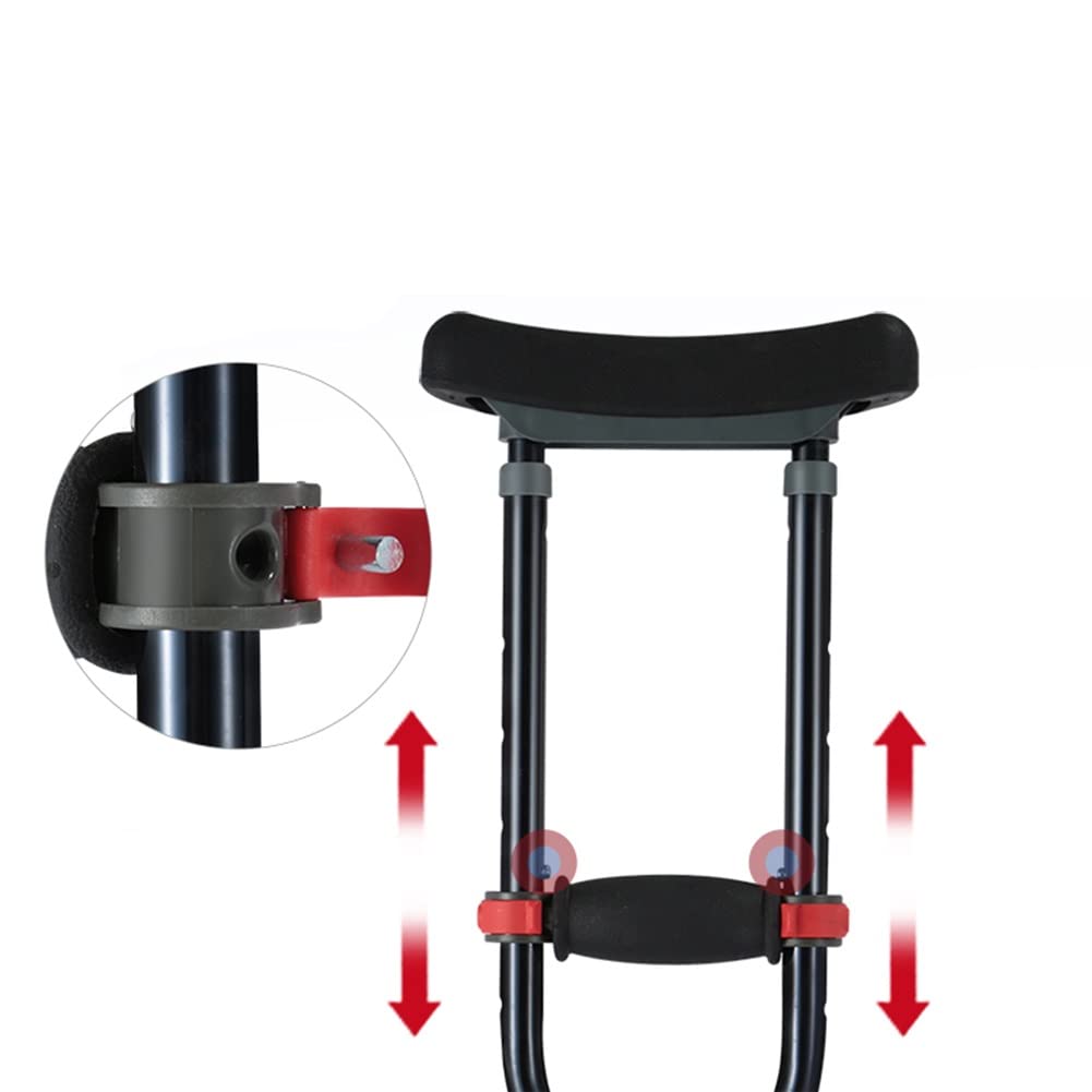 Par de muletas para Axilas Ajustables para niño 100/135 cm, muletas axilar de Aluminio liviano, Almohadillas axilares Suaves TPR, Negro
