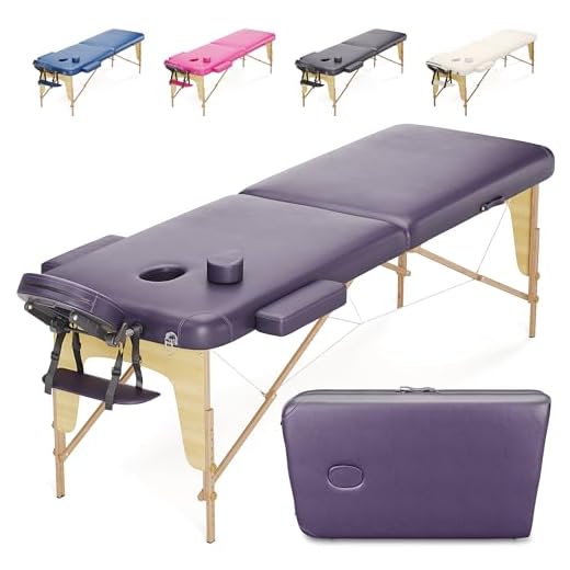 Beltom Camilla de Masaje 2 Zonas portatil Mesa Cama Banco Plegable Reiki Fsioterapeuta - Purpura