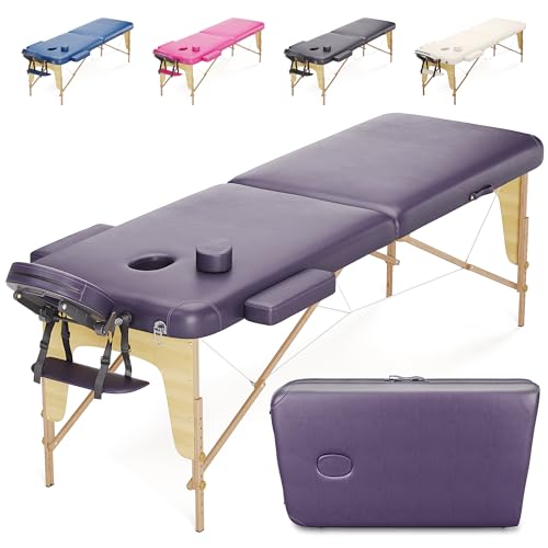 BELTOM® Camilla de Masaje 2 Zonas portatil Mesa Cama Banco Plegable Reiki Fsioterapeuta   Purpura