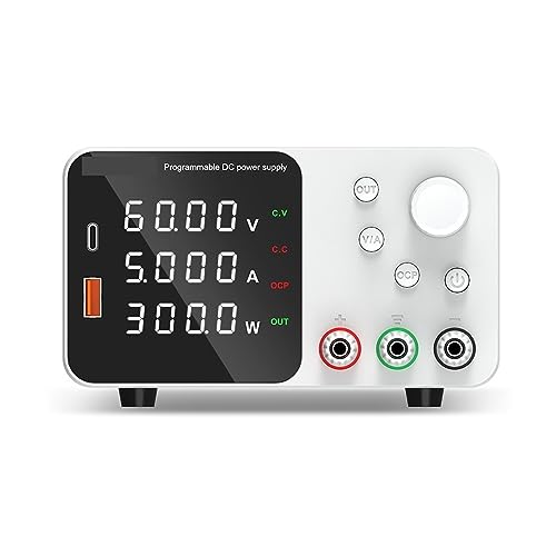 Alimentation laboratoire DELURA DC 60V 5A blanche avec réglage par encodeur