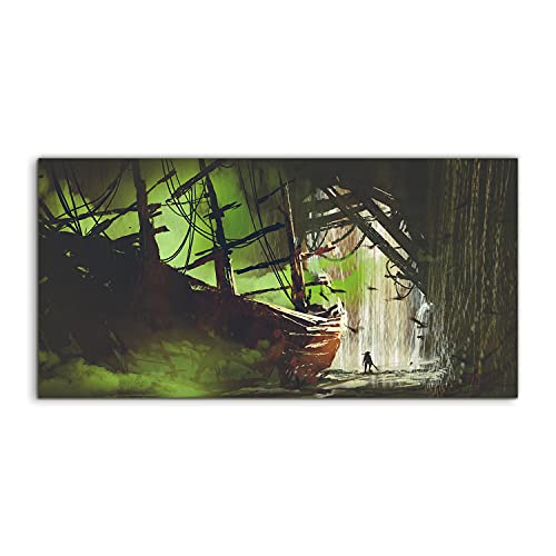 Tableau acrylique 100x50cm haut de gamme au design de bateau pirate abandonne