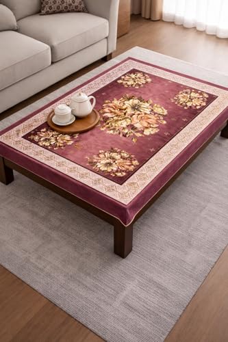 Image of AAZEEM Printed Tablecloth Soft Feel Table Cover 4-6 Seater,Table Cover,Dining Table Cover, Table Linen,Dining Table Chair Cover,Dining Table Cover 6 Seater|Brown|36 X 54 Inches