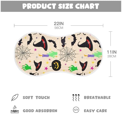 4 Pack Baby Burp Cloths, Soft Absorbent Burping Cloths for Babies, Cotton Milk Spit Up Rags, Large Size for Newborns, Baby Boys and Girls (Black Silhouette Halloween)4