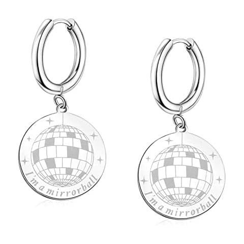 Mirrorball Earrings I am a mirrorball Earrings Music Lover Gift Singer Gifts Singer Song Inspired Fans Gift, Stainless Steel, stainless steel Cover