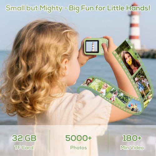Image of Digital Camera for Kids, HILDCROA 48MP FHD 1080P Point and Shoot Digital Cameras with 16X Zoom Anti-Shake, Compact Portable Cameras for Photography, for Boys Girls Teens Beginners,Green