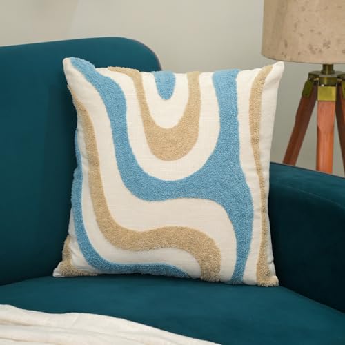 Image of Handmade Soft Boho Cotton Pillow Case | Embroidered Decorative Cushion Cover for Home Decor | 16 X 16 Inch Throw Pillow Cases for Living Room and Bed Room (Set of 1, 16 * 16)