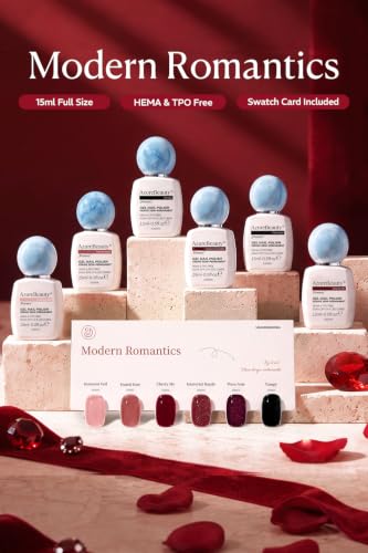 Image of AZUREBEAUTY HEMA-Free 15ML Gel Polish Set, 6 Colors Jelly Glitter Red Black