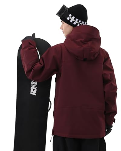 Image of Ski Jacket Women with Recco 3L Snowboard Anorak Pullover Baggy Coat Hooded Insulated Hoodie Waterproof Warm