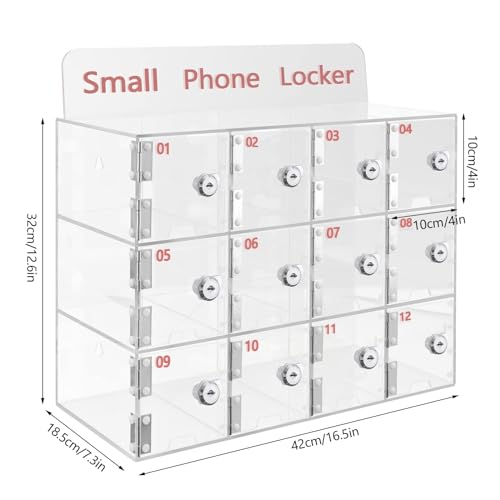 Organizer trasparente per telefono con 12 scomparti, in acrilico, per aule e ufficio, supporto da parete per telefono cellulare per un facile accesso e organizzazione