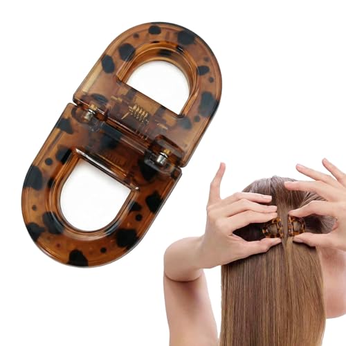 Image of 2 Pcs Hair Clutchers for Women, Magnetic Hair Clip, 2-in-1 Section Clips for Hair Styling, Daily Use and Professional Salon Clutcher Hair Accessories, Black Brown Leopard Print Hair Claw Clips