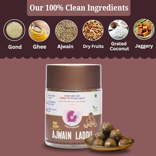 Image of Maa Mitahara Post Pregnancy 1kg - Ajwain Snack for New Mothers | Traditional Energy & Immunity Boost with Dry Fruits & Herbs (1kg, Ajwain Laddu)