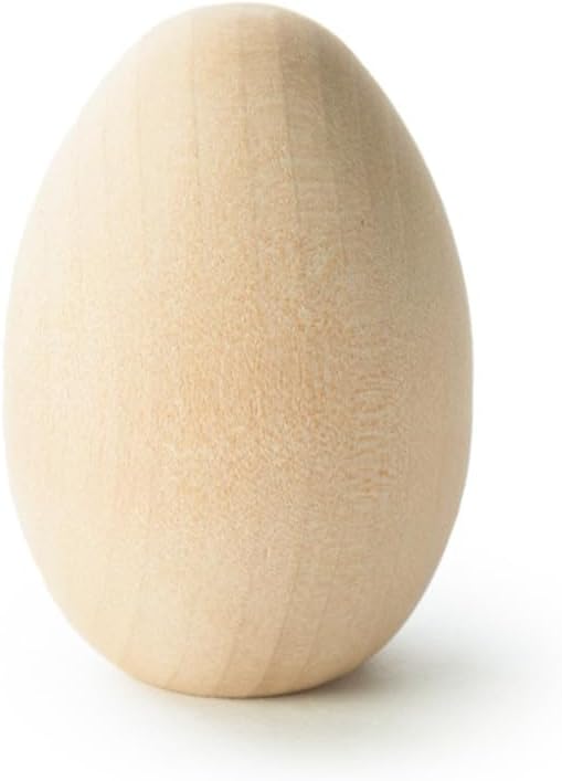 5 Pcs, 4-1/4" Wood Goose Eggs 4-1/4" Tall X 2-3/4" Wide Egg Has Flat Bottom for Standing