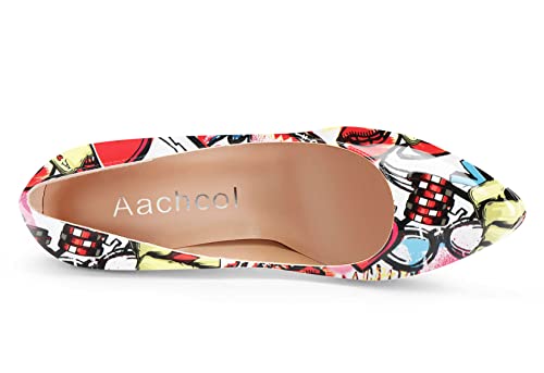 Aachcol Women Platform Stiletto High Heel Pumps Close Pointed Toe Slip-on Shoes Wedding Office Party Dress Classic 5 Inches4