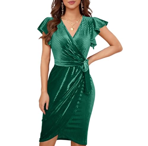 holiday dress toddler Zapakasa Women Dark Green Velvet Long Holiday Party Dress with Slit Halter  Cut Out Mermaid Formal Dress with Keyhole main image 0
