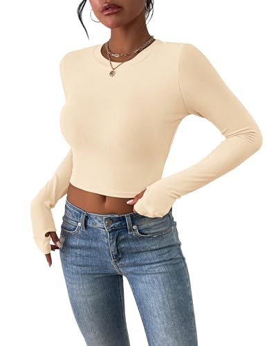 PRETTYGARDEN Women's Long Sleeve Crop Tops Y2K Spring Fall Fashion Clothes Basic Slim Fit Tee Shirts Blouse - Image 5