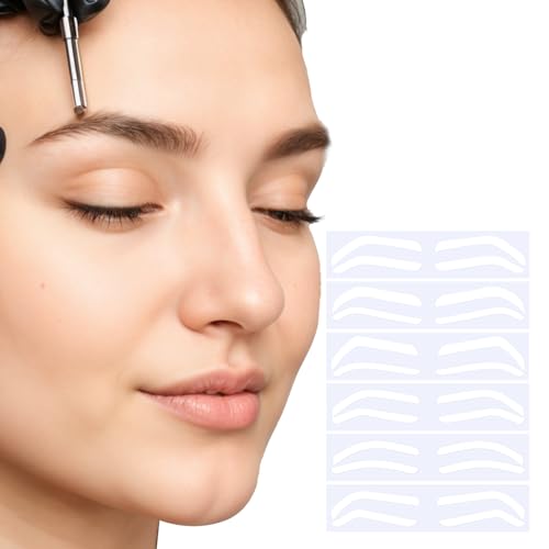 24Pairs Eye Brow Stencils for Women, Adhesive Eyebrow Stencil Stickers Disposable, Eyebrow Shaping Tape Strips, Airbrush Eyebrow Stencils Mapping Guides Brow Template for Older Women Tinting - 6Shapes