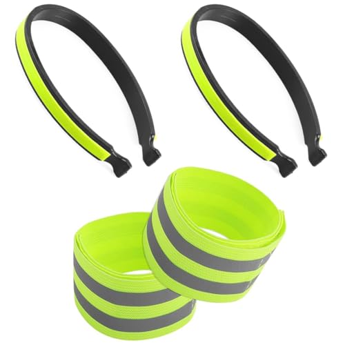 2 Paires Pince Pantalon Velo, Pinces à Vélo Réfléchissantes, Universel ABS Sangle Cheville Reflechissante Velo, Clip de Pantalon Réfléchissant de Vélo...