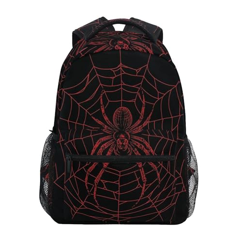 Halloween Spider Web Black Backpack Laptop Tablet Travel School Bag with Name Tag for Boys Girls