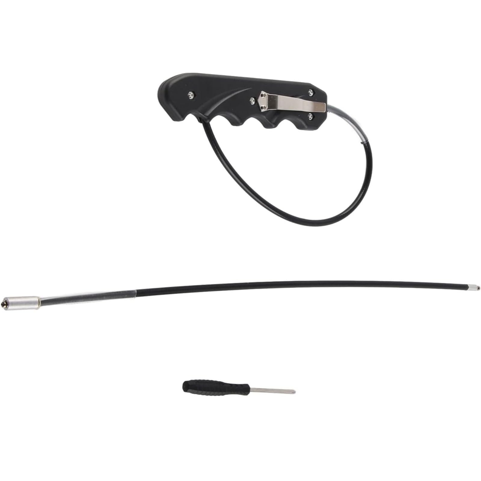 DEWIN Látigo portátil, látigo de autodefensa de 16,7 pulgadas, látigo de motocicleta, ligero, multiusos, negro con mango de ABS y cuerda de acero inoxidable para combate, seguridad del coche personal
