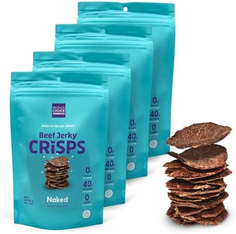 People's Choice Beef Jerky Crisps - Sugar Free, Keto - 1.8 oz 4 Pack